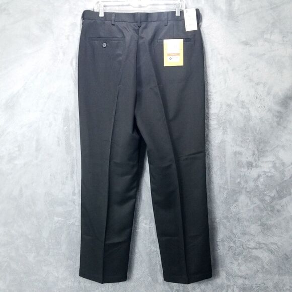 HAGGAR Clothing Dress Pants Mens 36×32 Black Performance Comfort